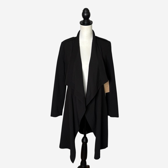 NWT Halogen Nordstrom Drape Open Front Lightweight Jacket Size S Black Pockets - Picture 5 of 14